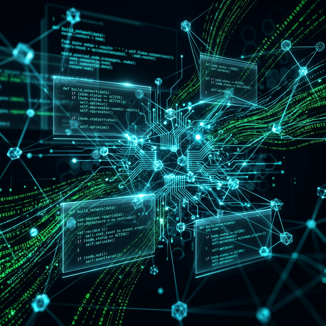 Netsa AI — Futuristic technology visualization with glowing circuit lines and data streams
